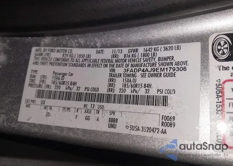 2014 Ford Fiesta S from USA, damaged, VIN 3FADP4AJ9EM179306